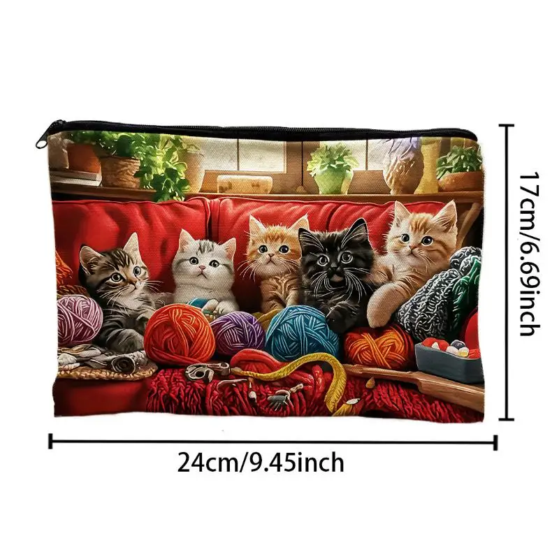1 Stück Niedliche Multifunktionale Reißverschlusstasche, Süße Katzen-Kosmetiktasche für Frauen, Schmuckaufbewahrung, Kleine Reisetasche – Detail 8