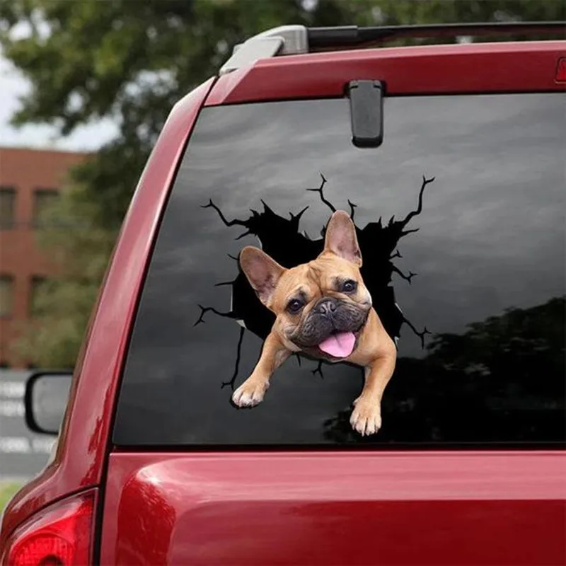 Funny Dog STICKER CAR Crack Vinyl Car Stickers Decals  Car-window Decorative Goods Pvc Car STICKER BRAND Motorcycle Accessories