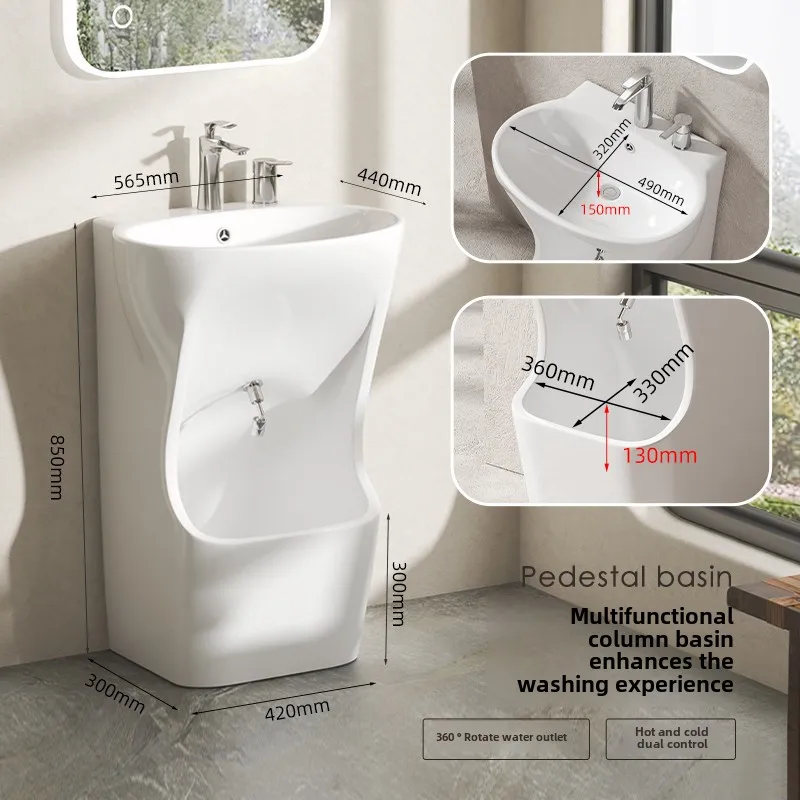 Lavatório doméstico, lavatório de coluna, piscina esfregão integrada com dois varandas