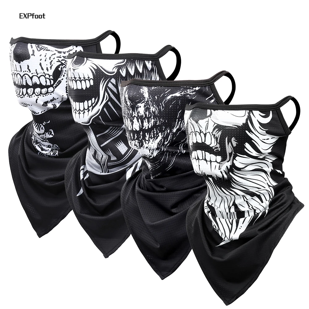 

Men Summer Skull Bandana Hanging Ear Triangle Face Mask Cycling Hunting Hike Fishing Ski Sports Outdoor Neck Warmer Scarf Women