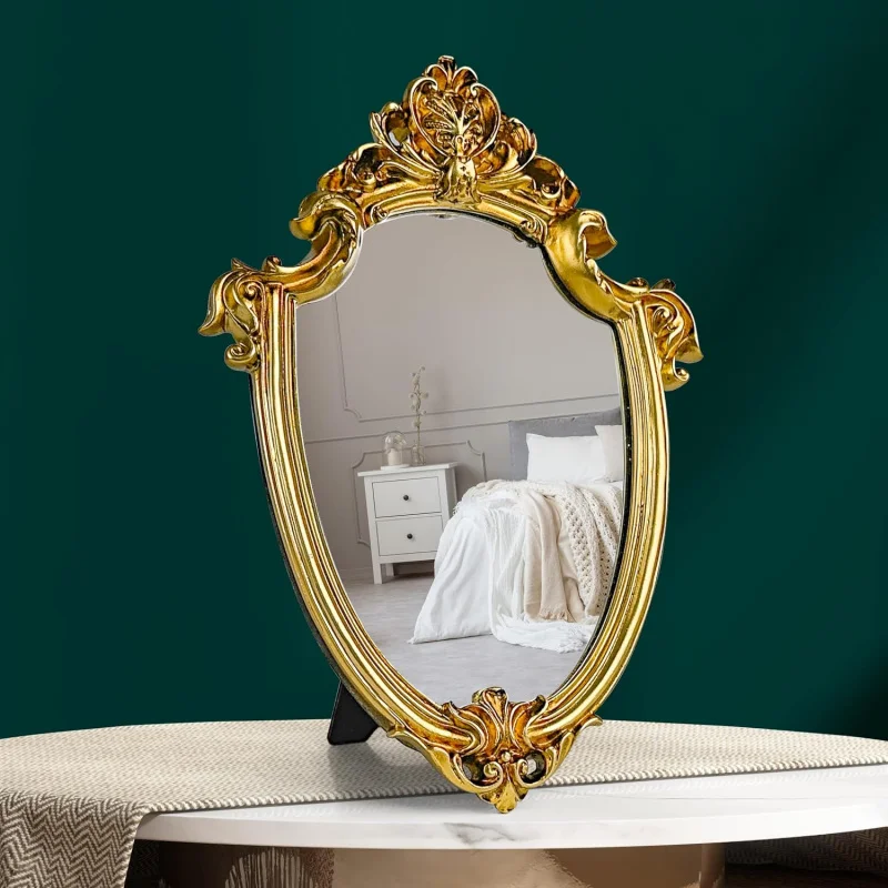 

97 Decorative Gold Decor - Small Antique for Table Top and Wall Mounting, Ornate Vintage Mirror