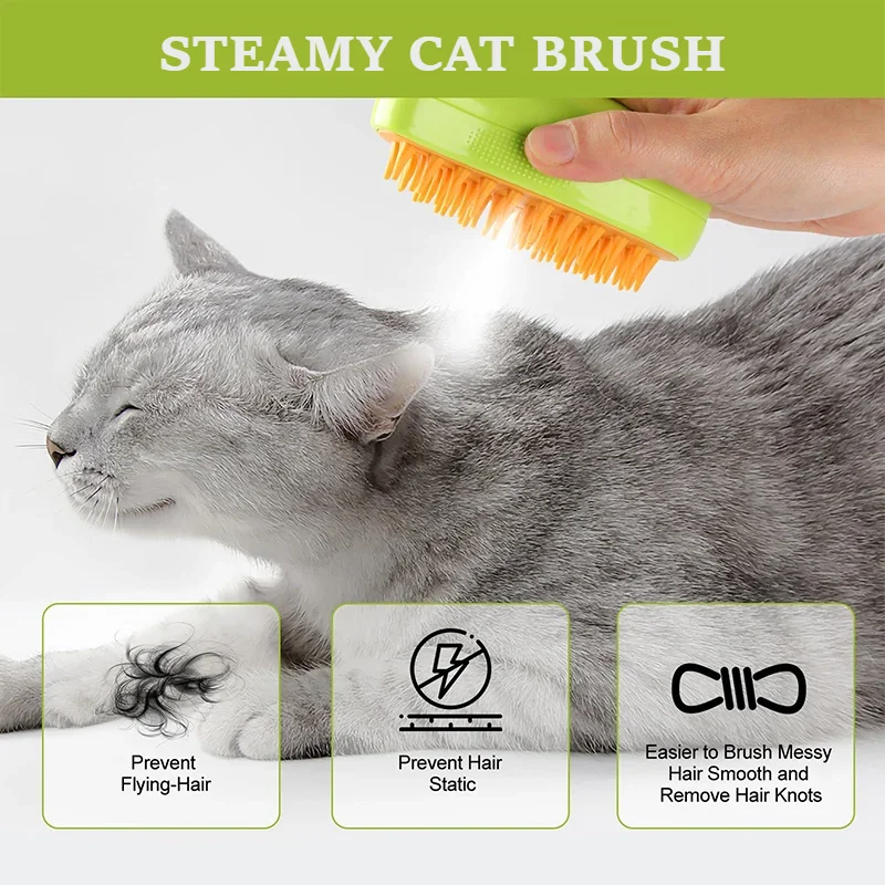 Cat Hair Removal Combs Steam Brush Steamy Dog Brush Electric Spray Cat Hair Brushes for Massage Pet Grooming Comb