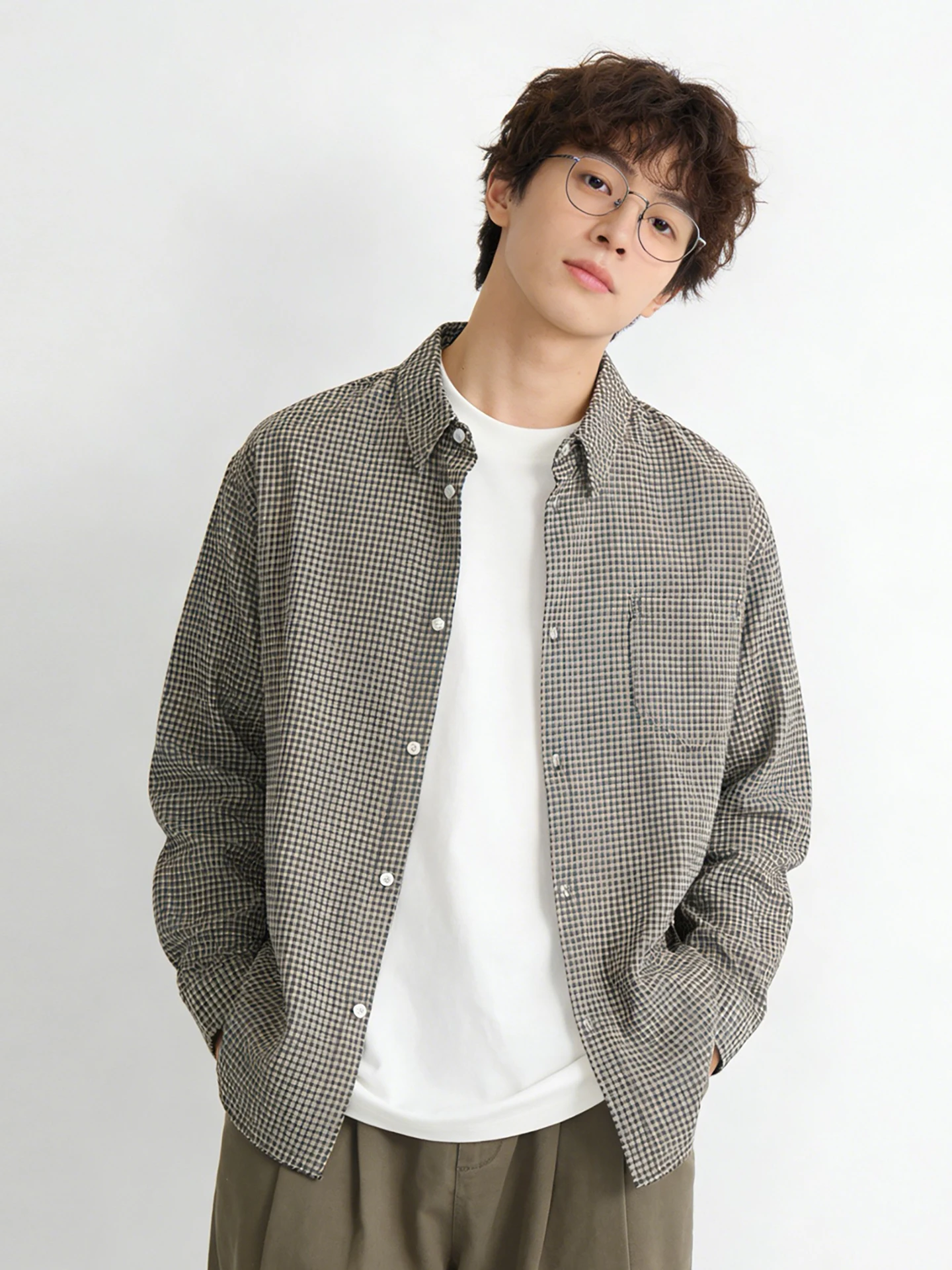 

American Retro Striped Long Sve irt Spring Casual Laid-ba Sle Couple's irt Coat Loose Fit Polyester Cotton Blend