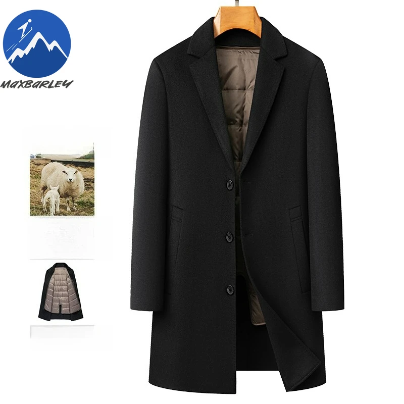 Maxbarley Long Puffer Jacket Winter Luxurious Commuting Office Overcoat Fashionable Detachable White Duck Down Lined Warm Coat