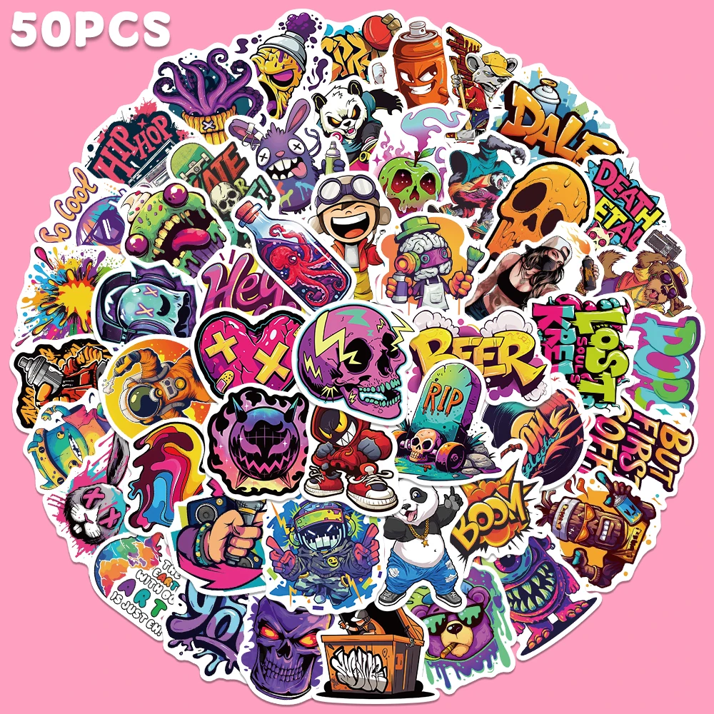 50 stücke Straße Graffiti Aufkleber Cartoon Lustige Coole Aufkleber Magazin Kühlschrank Schrank Brieftasche Umschlag Label Dekorative Aufkleber Geschenk Spielzeug