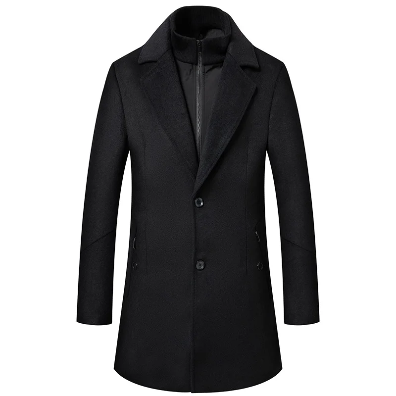

2025 модное осенне-зимнее новое шерстяное пальто с лацканами, модное мужское шерстяное пальто с двойным воротником, шерстяное пальто
