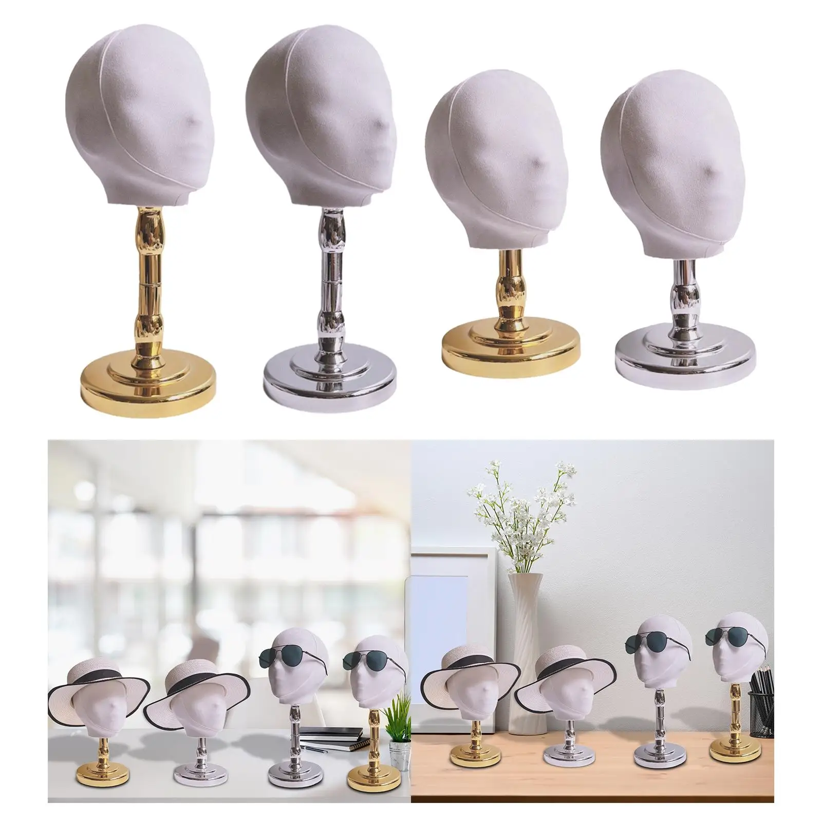 Mannequin Head Model Hat Display Stand, Stable Multifunctional Caps Rack Versatile Wig Display Stand Glasses Headband Display