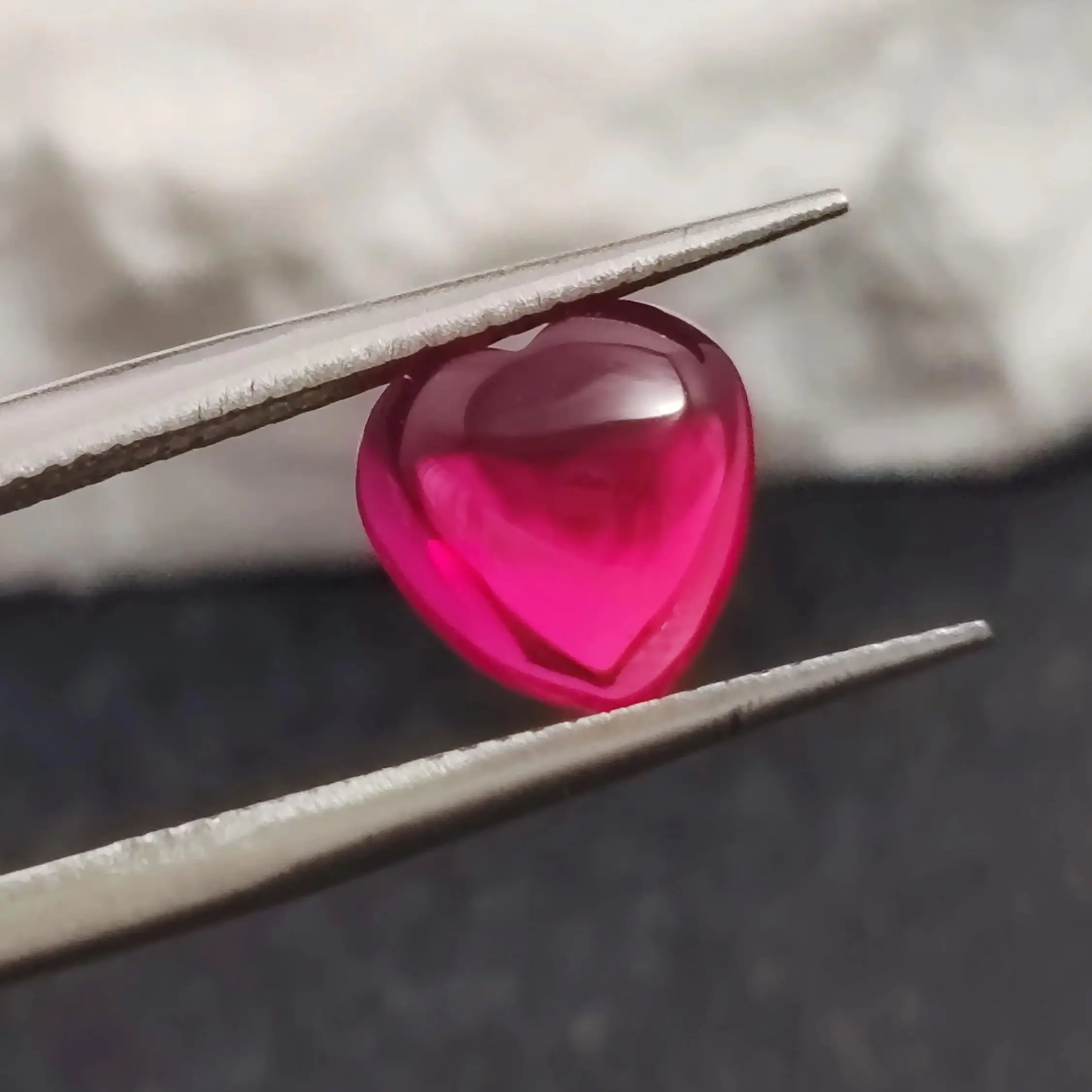 Ruby Cabochon Smooth Polished Surface Heart Shaped Blood-red 5# Synthesis Corundum Flat Back Multiple Sizes to Choose