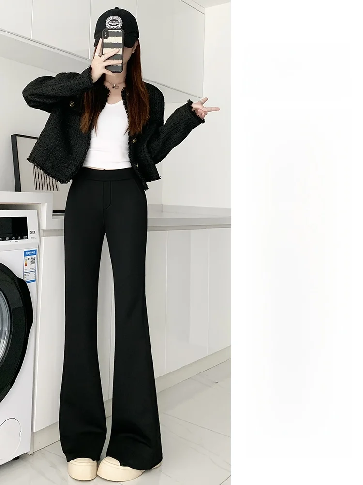 Bla queimado terno calças femininas casuais calças de cintura alta primavera outono 2025 novo sle tamanho pequeno emagrecimento drapey jeans