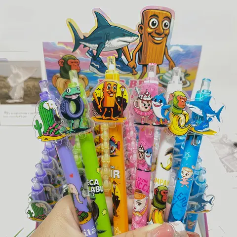 3/6Pcs Cartoon Animal Acrylic Charm Pens Set, Colorful Novelty Writing Pens for Kids, Cute Stationery Supplies for School & Gift