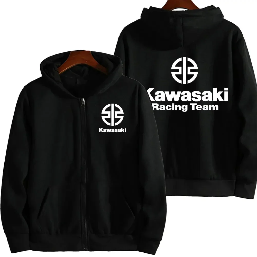 

24-25 New Kawasaki Racing Team Logo Men's Zipper Hoodie Spring and Autumn Fashion Oversized Sports Shirt Women's Jacket Coat