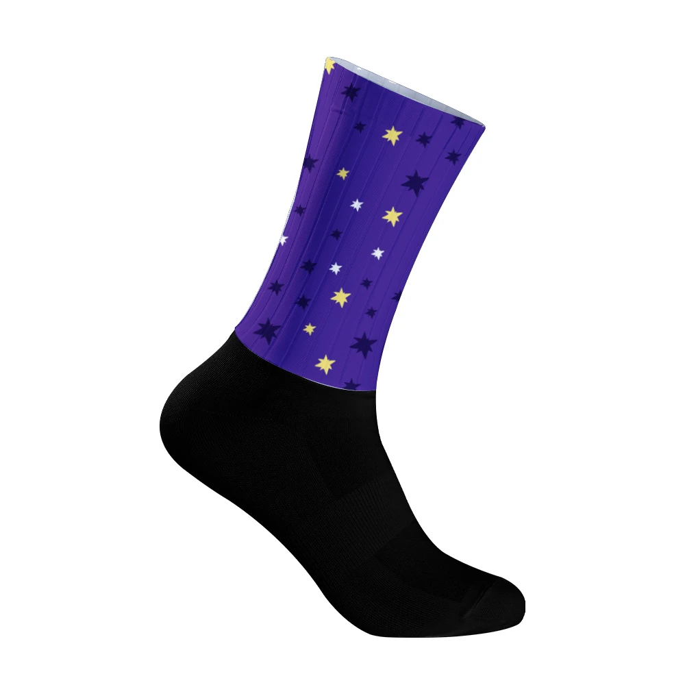 

1 pair Men's Cycling Socks Mid Calf Breathable Moisture Wicking Quick-Dry Sports Socks for Road Bike