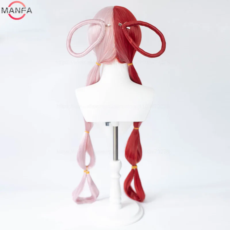 Uta Cosplay Wig Anime Uta Red Pink Heat Resistant Hair Halloween Wig Earphone Props Woman Girl Cosplay + Wig Cap view 5
