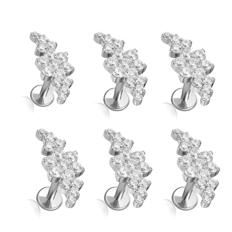 3Pcs ASTM F136 Titanium 16G Internal Thread Nose Rings Labert Lip Piercing Ear Helix Tragus Earrings Body Jewelry