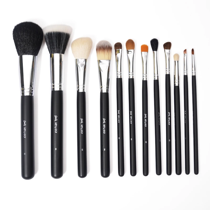 12pcs Black Makeup Brushes Set For Cosmetic Foundation Powder Blush Contour Eyeshadow Brush Kabuki Blending Makeup Beauty Tools