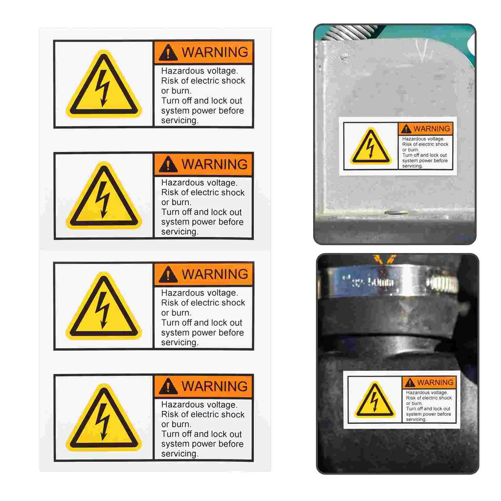 2 Pcs Warning Sticker Voltage Identification Label Fire Extinguisher Emf Pp Electric Shocks for