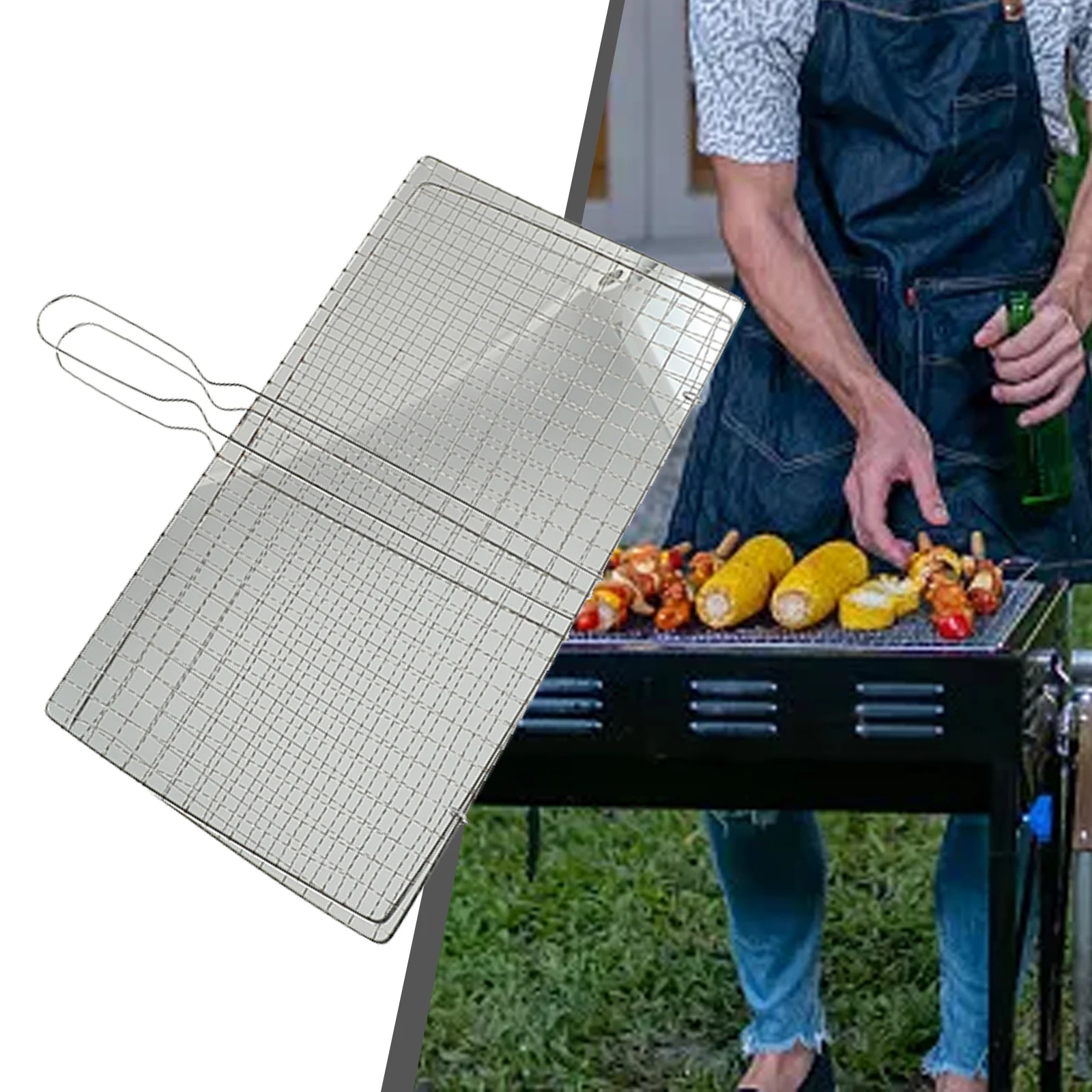 Cesta para asar barbacoa, parrilla, red para barbacoa, carne, pescado, verduras, soporte de malla, herramientas, accesorios para barbacoa al aire libre