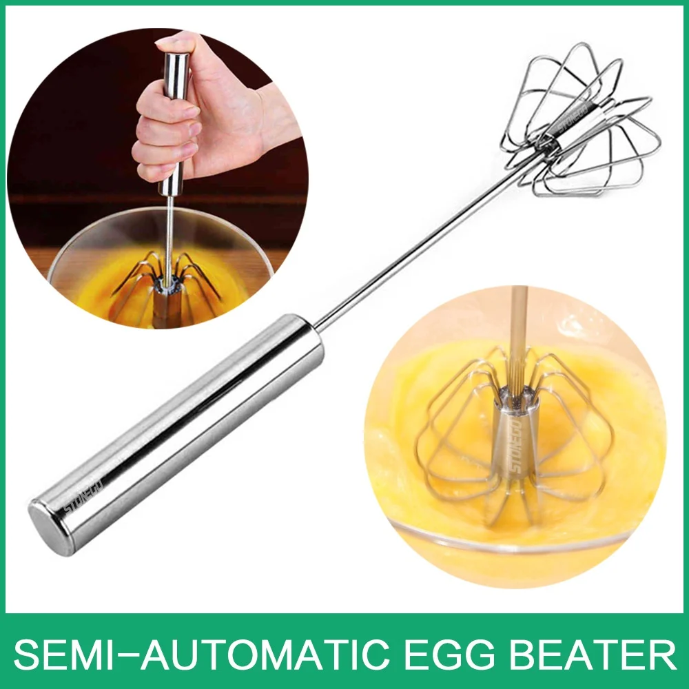 Hand Pressure Rotating Semi-Automatic Mixer Coffee Milk Mixing Egg Beater Hand Held Stonego Kitchen Baking Cooking Tools