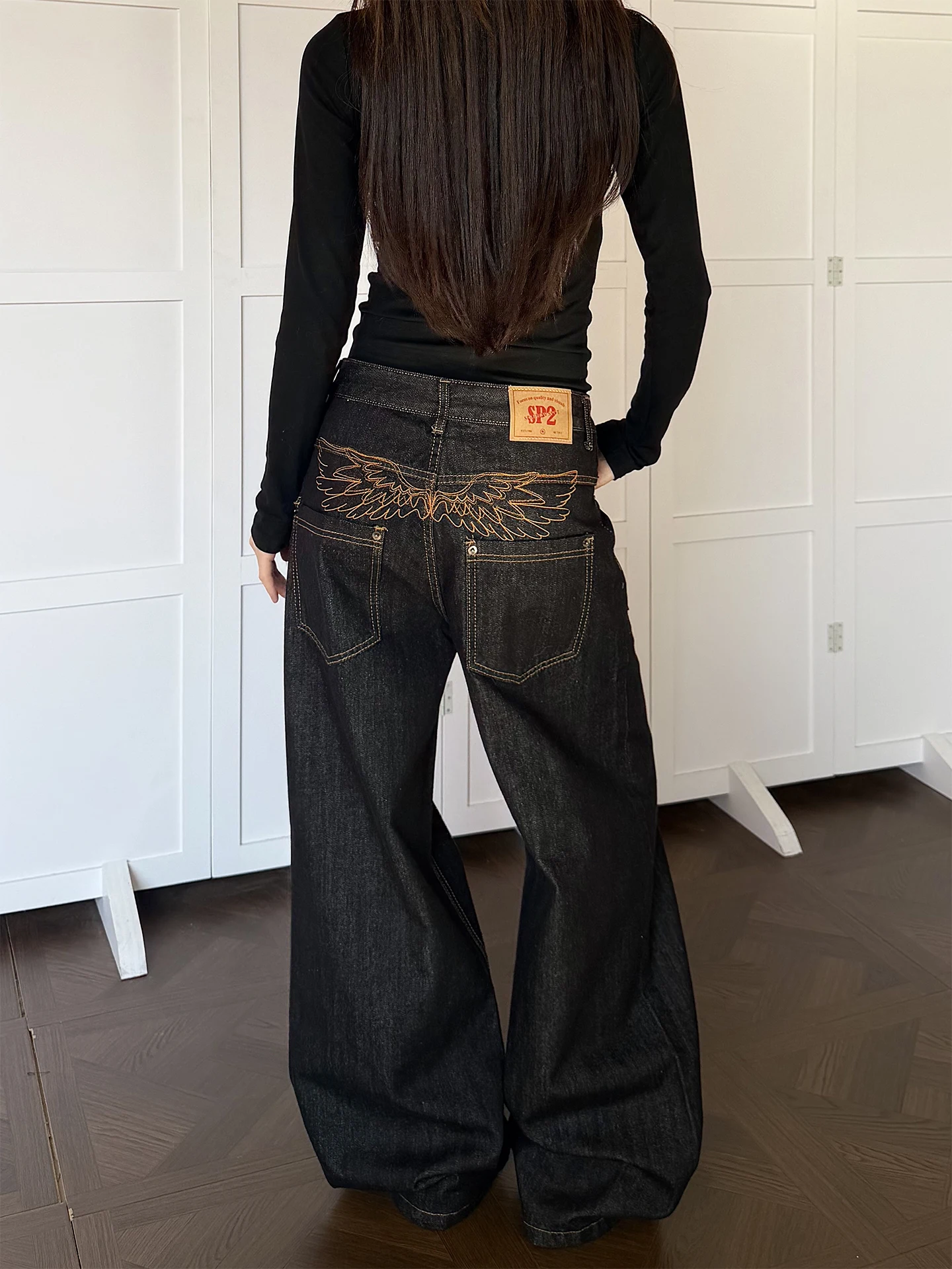 

Don Cry Original Denim Bla Embroidery Men's Loose Wide Leg Straight Jeans American Retro Design Casual Wear All Seasons