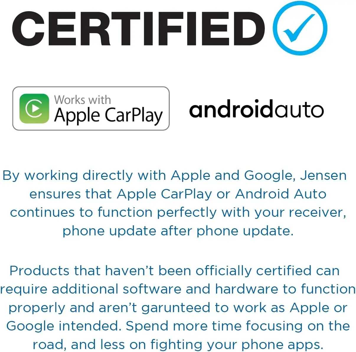 Estéreo de carro certificado de 7 polegadas com Apple CarPlay e Android Auto, Bluetooth, entrada de câmera de backup, carregamento USB