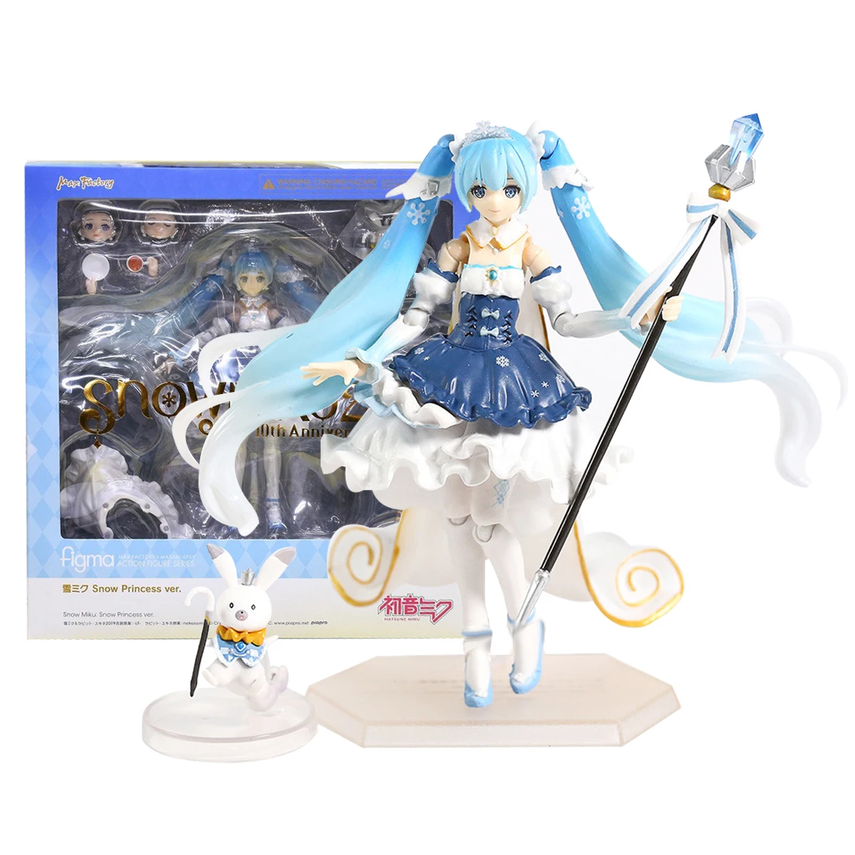 15CM Anime Hatsune Miku Figure 054 Snow Hatsune Replace Face 10th Model Toy Gift Collection Action Figure PVC