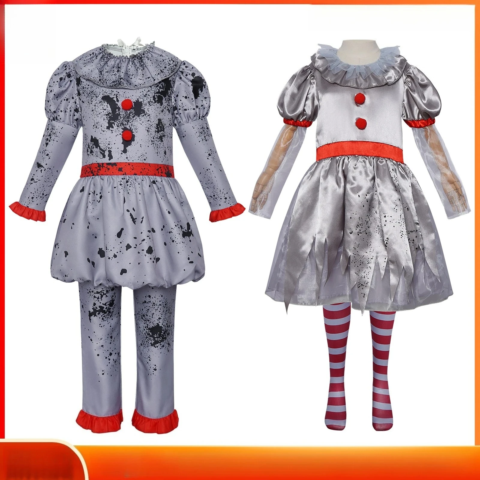 

IT Pennywise Cosplay Costume, Clown Outfit for Kids Adults Stage Show
