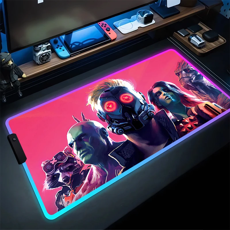 

RGB Mouse Pad G-Guardians of the Galaxy Non-Slip Rubber Edge locking mousepads Game play mats notebook computer Home Decor cool