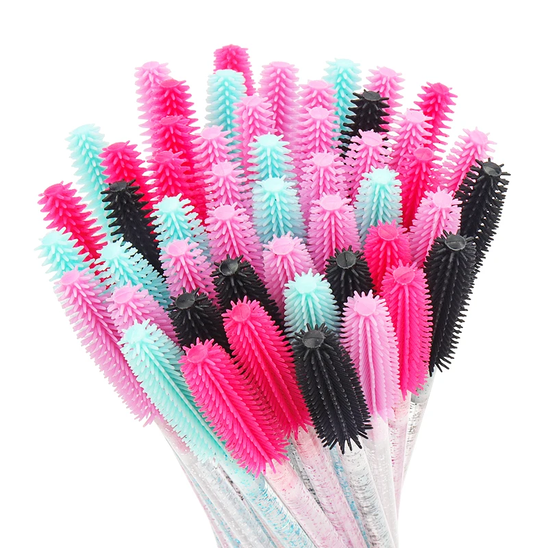 Applicateur de mascara en cristal de silicone pour femmes, brosses à cils en diamant de poulet, peigne, outils de brosse de maquillage de beauté, 50 pièces