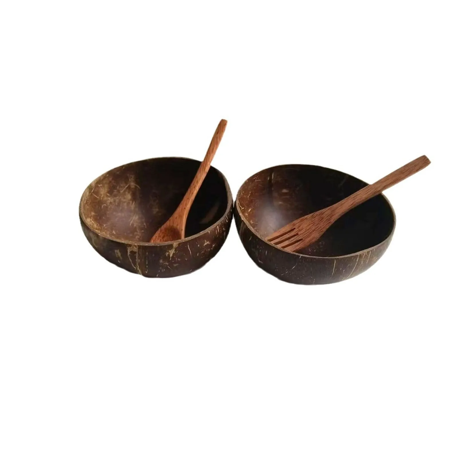 

2pcs Natural Coconut Shell Bowl And Spoon Set For Serving Dishes Salad Wooden Reusable Kitchen Tableware Coconut Bowl Fruit Bowl
