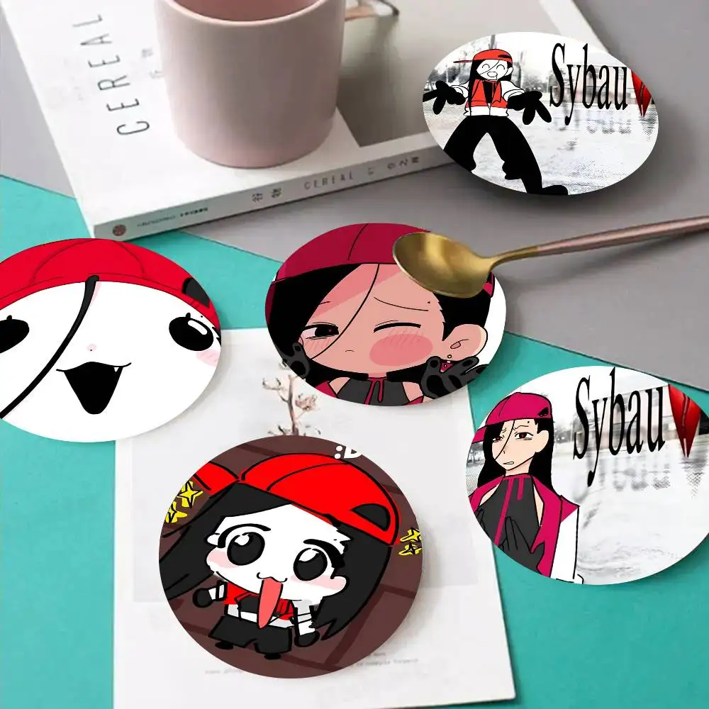 1pc Yi Xi Singer Meat Girl Laser Wooden Coaster Colour Printing Cup Mat Home Desk Decoration Gifts