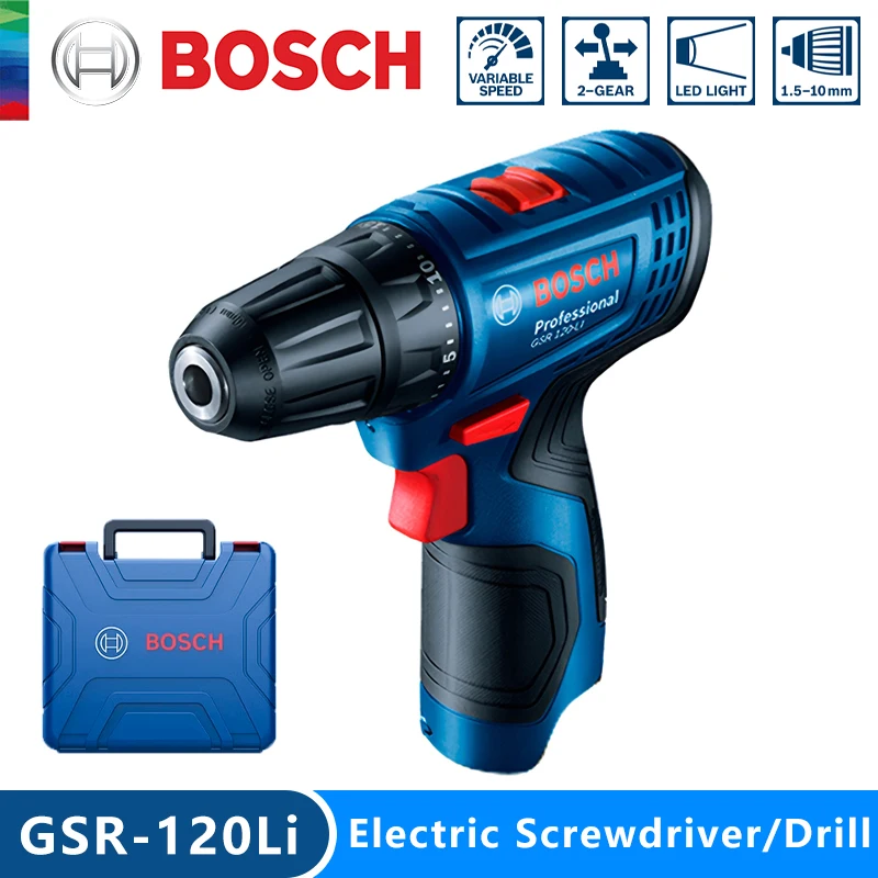 Bosch-Perceuse électrique professionnelle sans fil, perceuse à main électrique sans fil, tournevis de bricolage domestique multifonction, outils