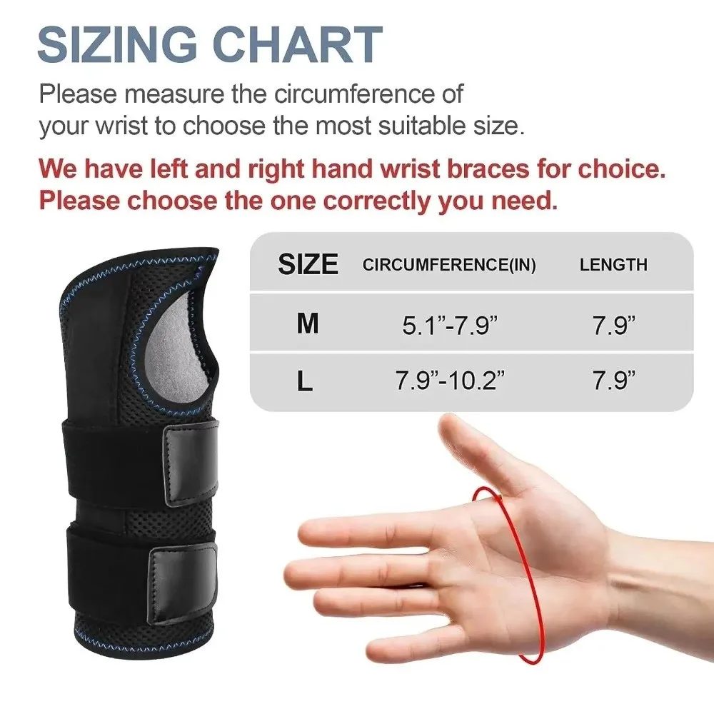 Wristband Metal Splint Wrist Brace Compression Strap Pressure Winding Hand Brace 3 Stays Breathable Wrist Support Night Support