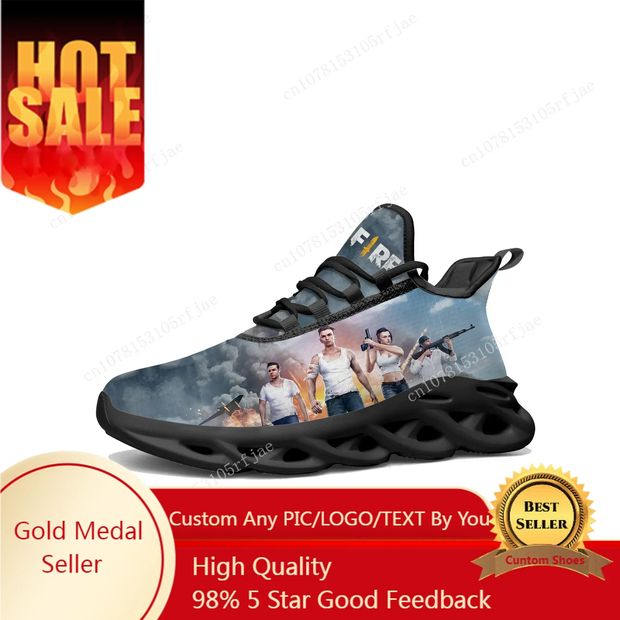 

Garena Free Fire Flats Sneakers Cartoon Game Mens Womens Sports Running Shoes Tailor Made Lace Up Shoes
