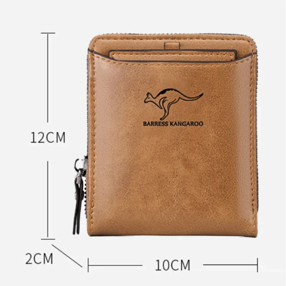 New Men Leather Wallet Business Credit Card Holder Blocking Pocket Coin Purse Zipper Wallet Male High Quality