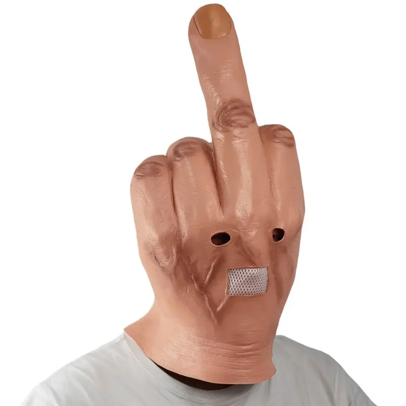 Cosplay Vertical Middle Finger Mask Creative Personality Despises Spoof Headgear Props Halloween Dress Up Creepy Fingers Mask