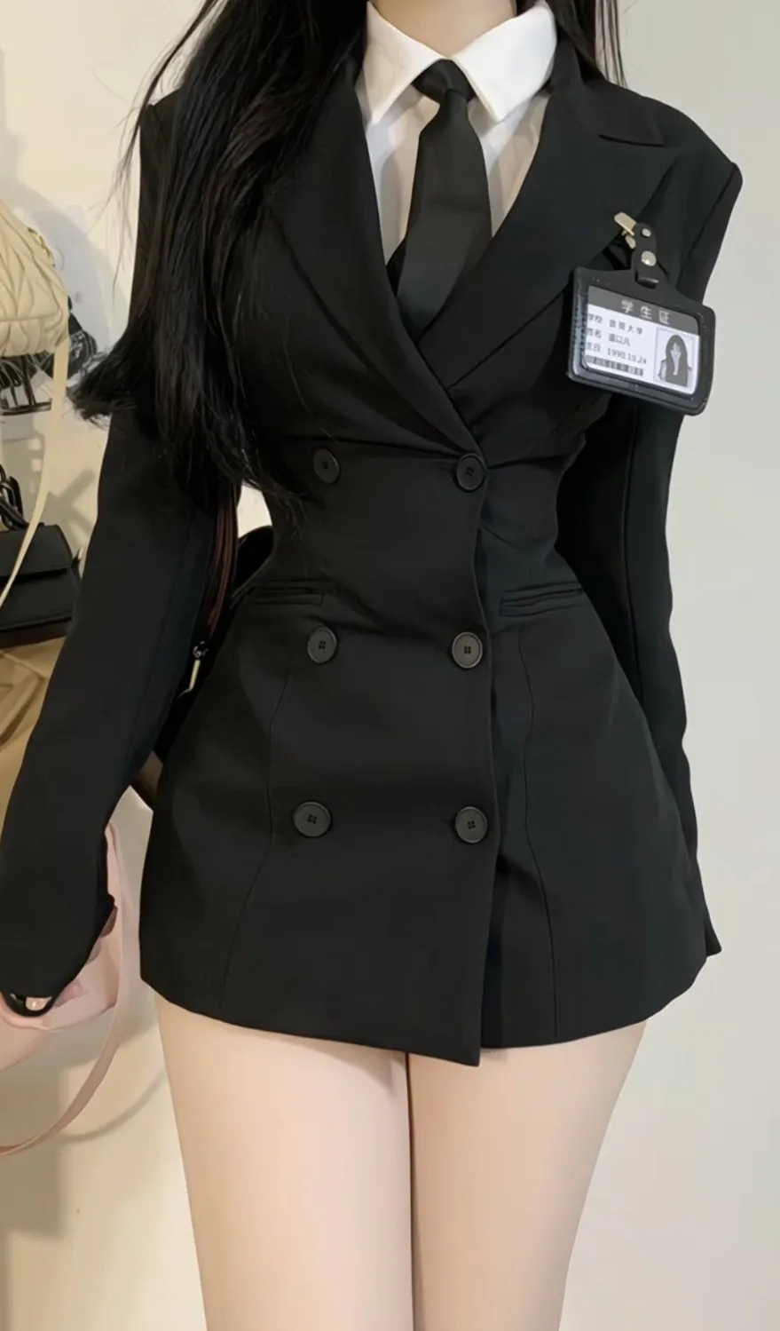New Preppy Y2K Summer Casual Sweet 3 Piece Set for Women Cropped Blazer Crop Shirt High Waist Pleated Mini Skirt Slim Fit Outfit image 6
