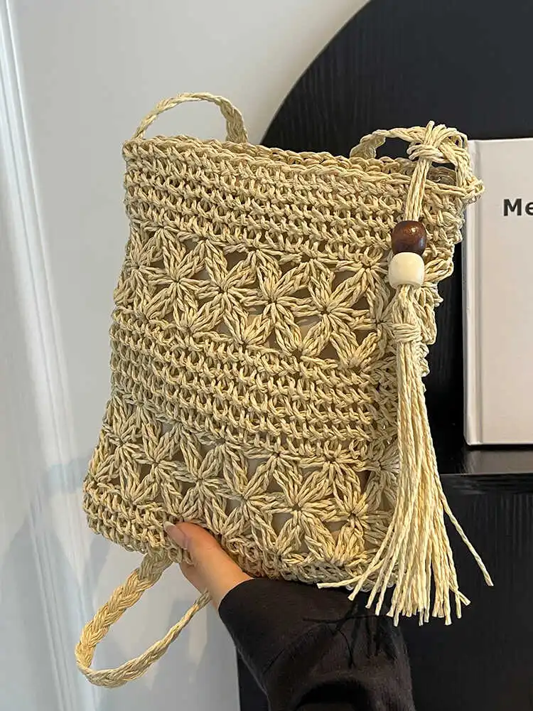 

Angelic Summer Versatile St Woven Buet Bag Women's Crossbody Beach Holiday Beachside High-End Feelings Handbag
