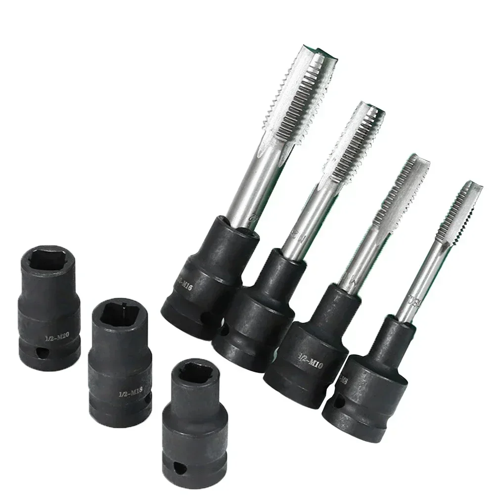 1pc Tap Die Socket Adapter 1/2 '' Square Tap Socket Machine Screw Metric Plug Threading Tool For Pneumatic Ratchet Wrench Drill