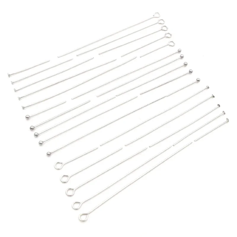 100pcs Stainless Steel Eye Flat Head Pins Needles Bulk 20 25 30 35 40 50 70mm Ball Bead Headpins Connector For Jewelry Making