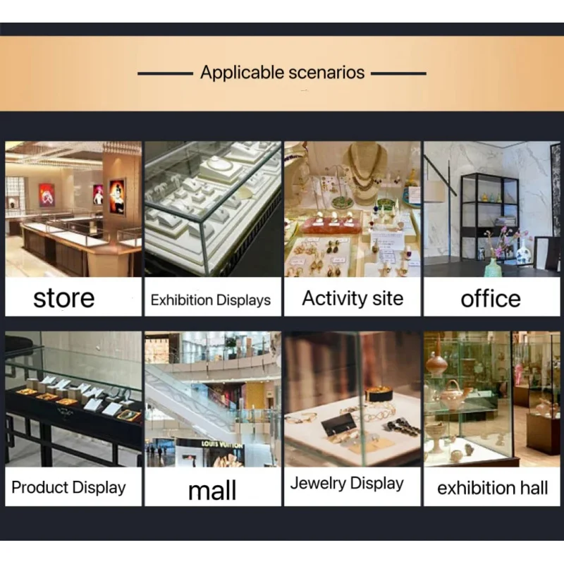 custom.White Tempered Glass Jewelry Showcase with LED Lighting Display Counter Furniture Jewelry Shops