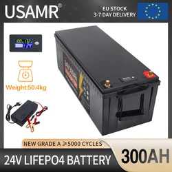 12V 24V LiFePO4 Battery 600Ah 300Ah 200Ah 100Ah Built-in BMS Lithium Iron Phosphate Cells 5000 Cycles For RV Campers Golf Cart