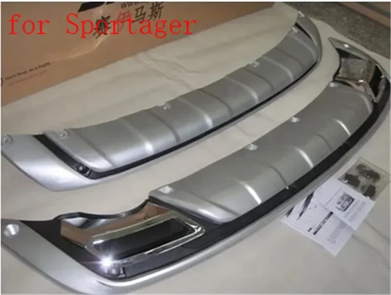 Car-covers 2PCS ABS Chrome Front+Rear bumper cover trim Protect the spoiler board fit for KIA Sportager 2011-2017 Car styling