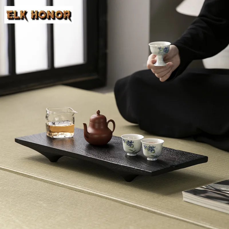 

Walnut Wood Charcoal Burning Rectangular Tea Tray Afternoon Tea Dessert Plate Coffee Storage Board Teapot Mat Dish Tea Services