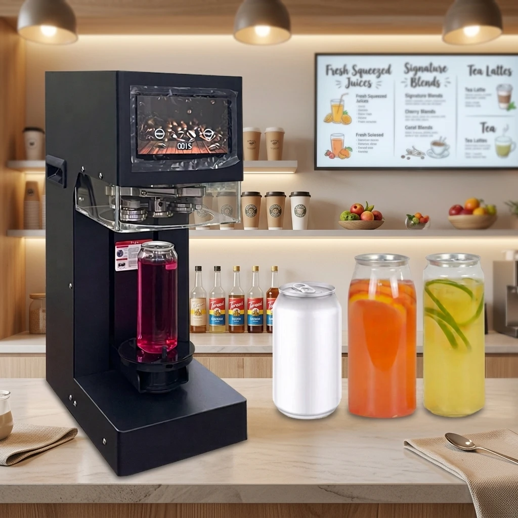 Electric Touch Screen Full Automatic Rise Sealing Machine Eshun Brand PET Pop Can Paper Cup Beverage Food Bottle Sealer High