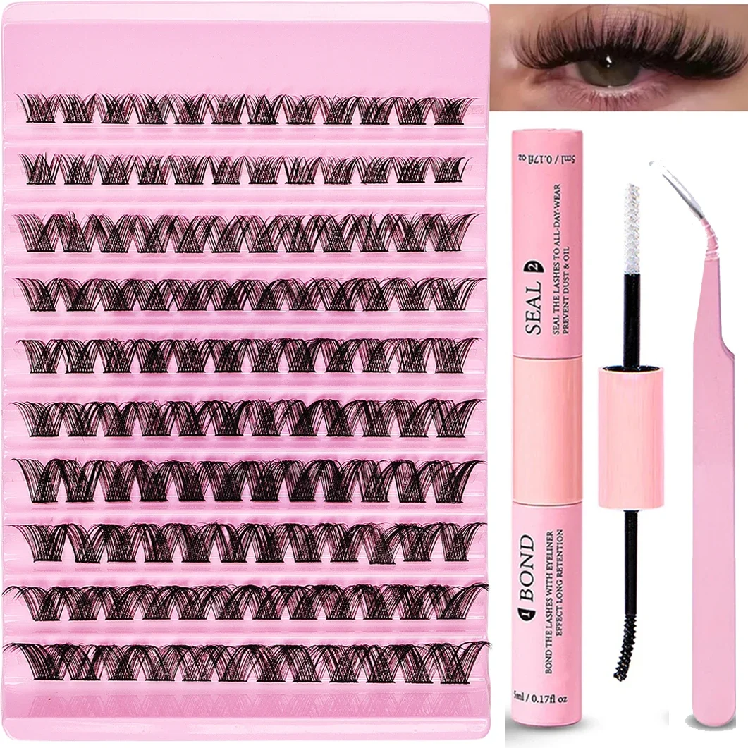 Wimpers Extensie Kit 120 Clusters Diy Lash Extensions Kit Lash Clusters Mix Lengte Oog Make-Up Tool Voor Wimper Extensions