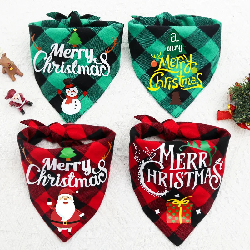 

Pet Saliva Towel Christmas Pet Bibs Dog Puppy Cat Neck Scarf Bandana Collar Triangular Bib Neck Scarf Pet Accessories