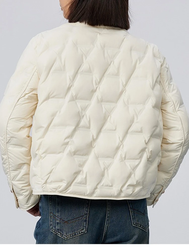 Veste matelassée d'hiver pour femmes, légère et chaude, en duvet, à simple boutonnage, col à revers, manches longues, vêtement d'extérieur résistant au froid