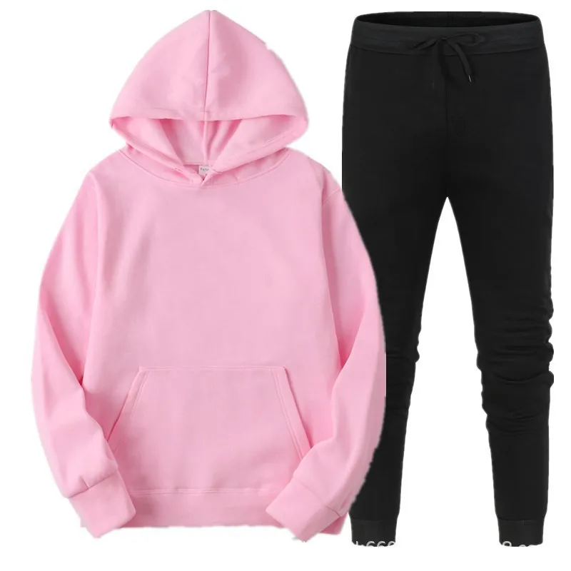 

Men's Autumn and Winter New Solid Color Hoodie+pants Two-piece Set Fashionable Casual Sports Set Size S-4XL