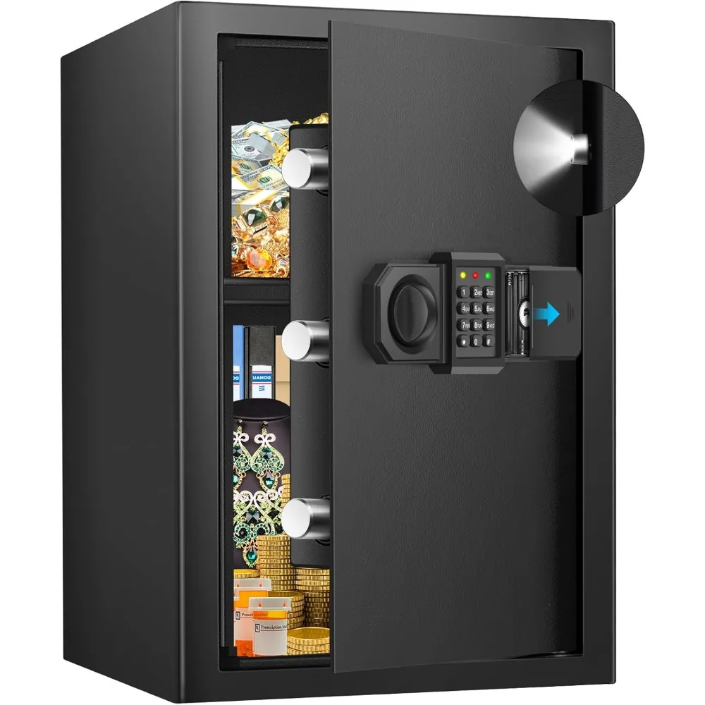 Cofre grande 4.0 Cuft para casa, cofre digital com sistema de alarme, prateleira removível e função mudo, cofre doméstico anti-roubo para A