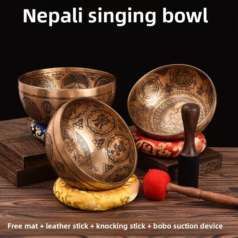 

Nepal Singing Bowl Hand Carved Buddha Sound Bowl Yoga Meditation Therapy Bowl78